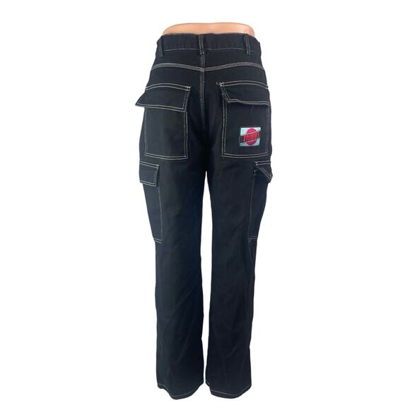 Forever 21 Women's Black High Rise Utility Straight Leg Cargo Denim Jeans Size S - Picture 2 of 6